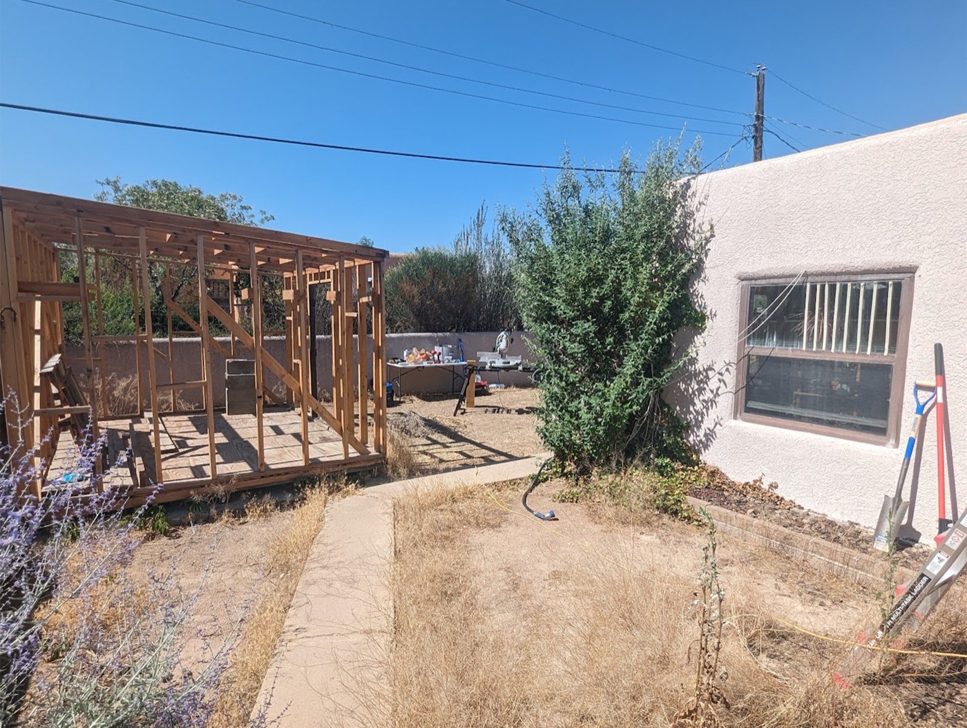Comparison: construction to finished catio