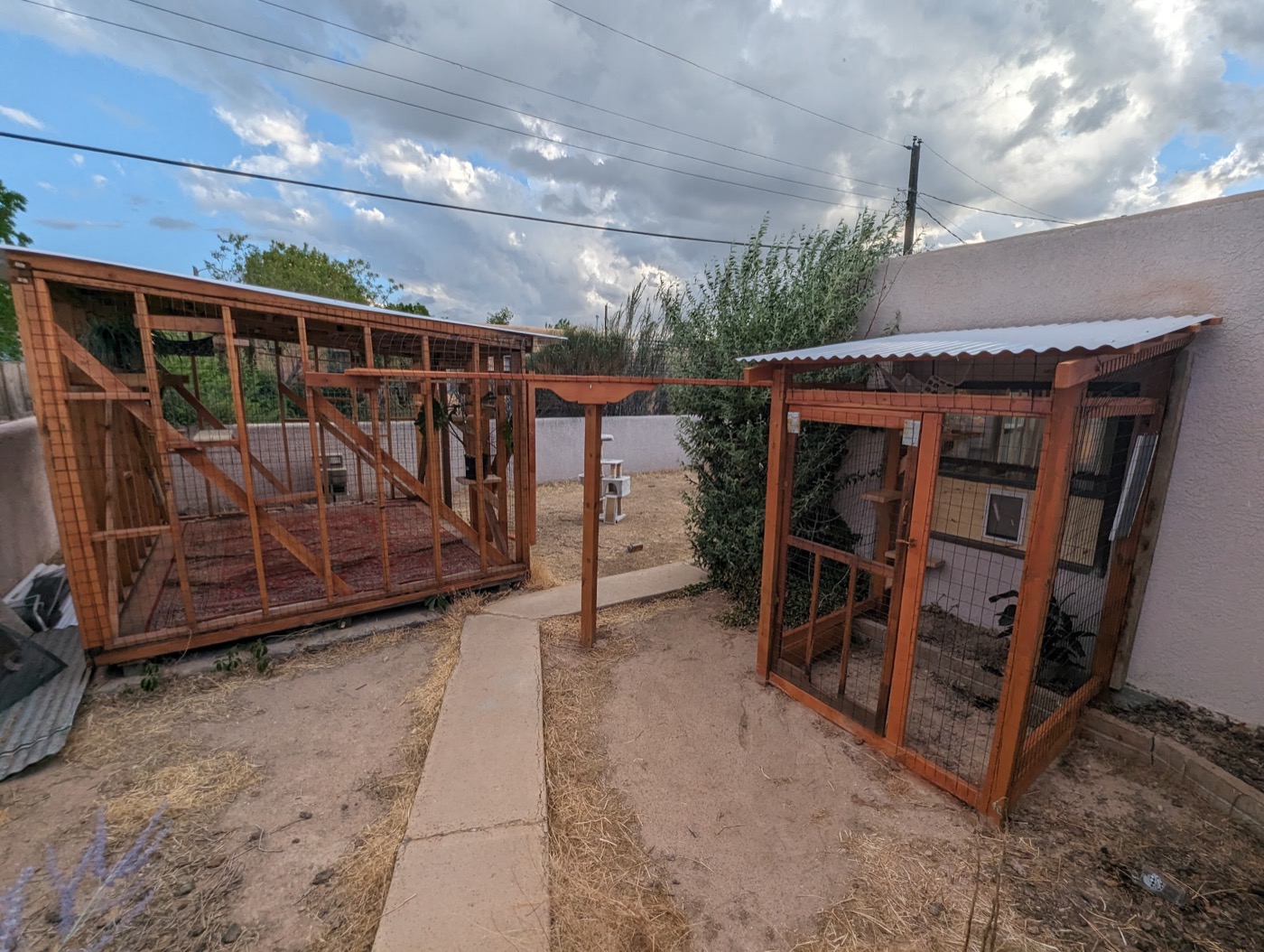 Comparison: construction to finished catio